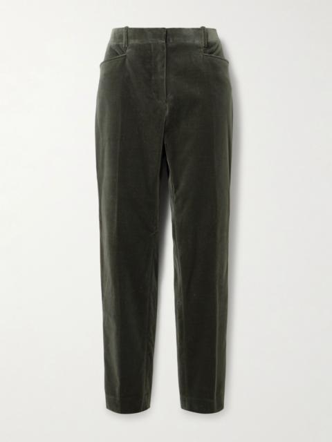 TOM FORD Cotton-blend velvet straight-leg pants Gray