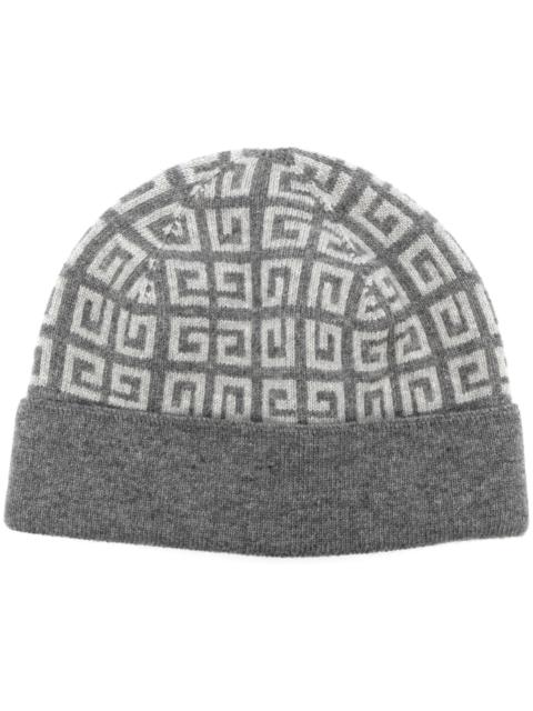 Givenchy grey 4G intarsia beanie hat