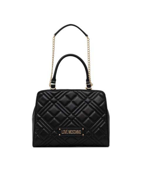 Moschino quilted-design logo-plaque tote bag