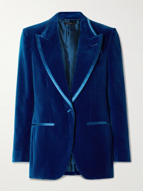 TOM FORD Silk Satin-trimmed Cotton-velvet Blazer