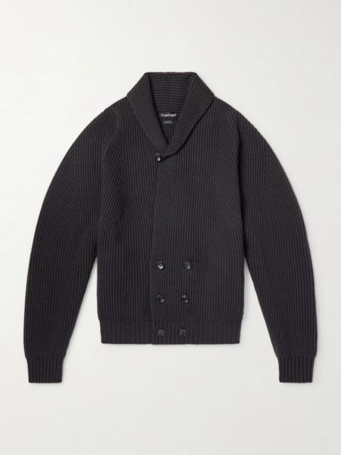 TOM FORD Double-Breasted Ribbed Cashmere and Wool-Blend Cardigan