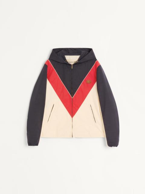 Valentino NYLON HOODED WINDBREAKER WITH VLOGO PATCH