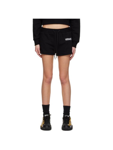 VERSACE Black Embroidered Shorts