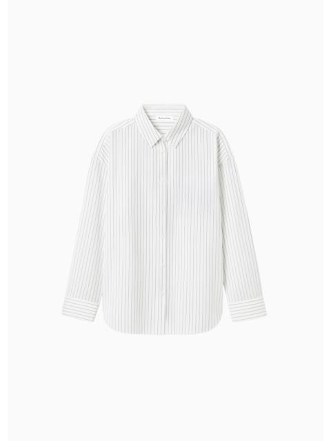The Frankie Shop Oana Fluid Button-Up Shirt - White/Black Stripe