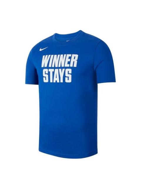 Nike Nike Dri-Fit Winner Alphabet Printing Basketball Short Sleeve Blue CD1281-480