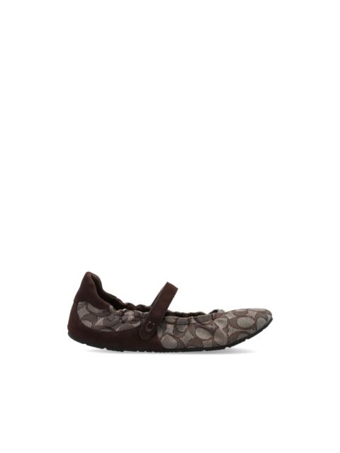 COACH patterned strap ballet flats