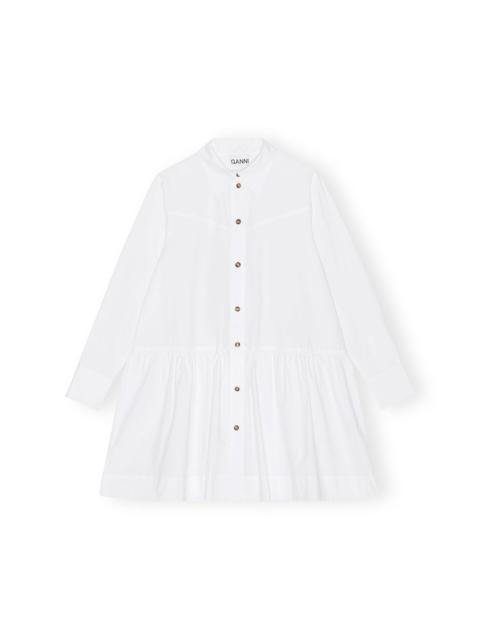 WHITE COTTON POPLIN MINI SHIRT DRESS