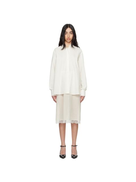 MM6 Maison Margiela Off-White Cotton Poplin & Cotton Voile Midi Dress