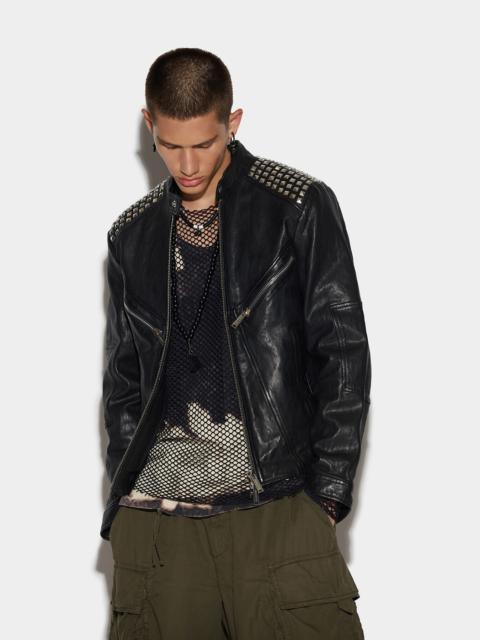 LEATHER MULTIZIP BIKER JACKET