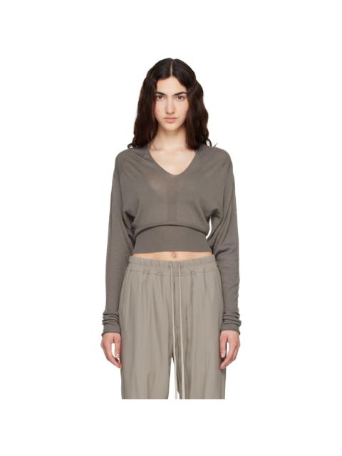 Rick Owens Taupe Tower V Cropped Sweater