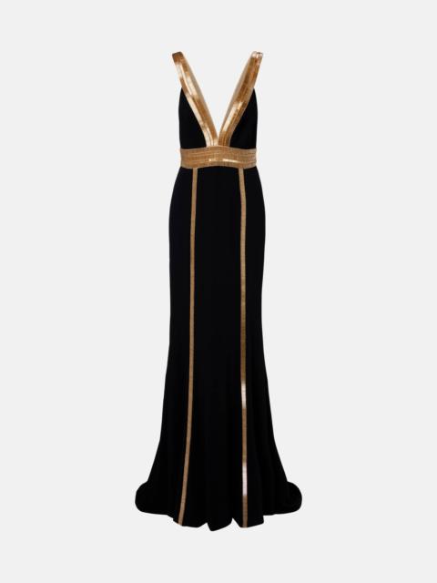 COSTARELLOS Embellished velvet gown