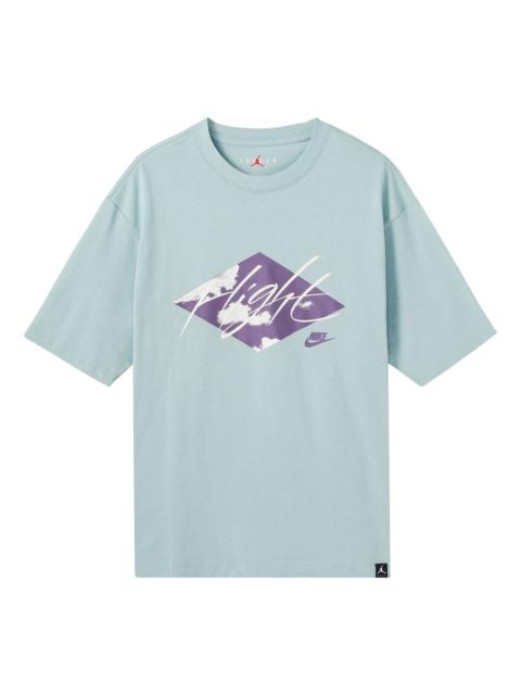 Jordan Men's Air Jordan Clouds Alphabet Printing Casual Round Neck Short Sleeve Blue T-Shirt DO8897-366