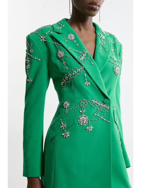 KAREN MILLEN Crystal Embellished Cady Blazer Woven Mini Dress