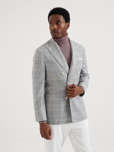 Flecked silk, wool and cashmere Prince of Wales one-and-a-half breasted deconstructed blazer with pa