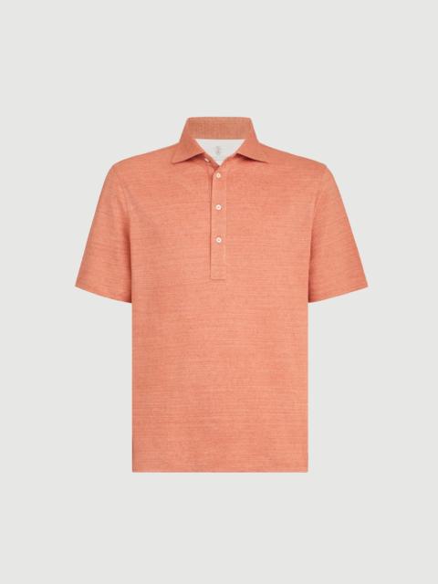 Brunello Cucinelli Linen and cotton mélange jersey polo with shirt-style collar