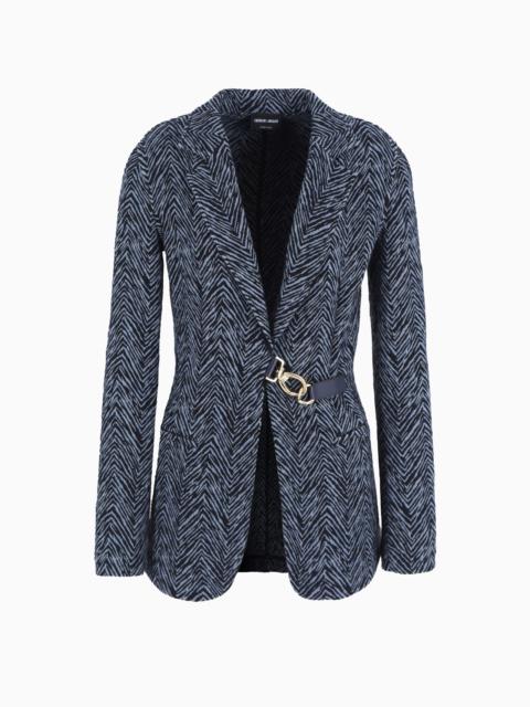 GIORGIO ARMANI Single-breasted jacket in viscose jacquard and jersey cashmere