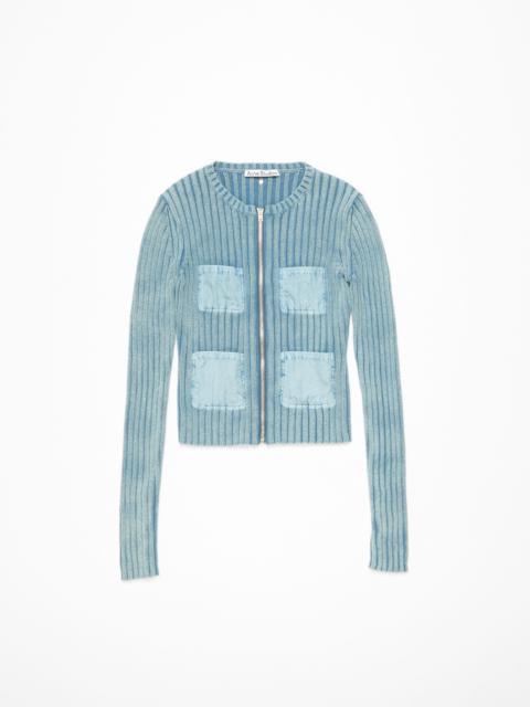 Ribbed zip cardigan - Dusty blue