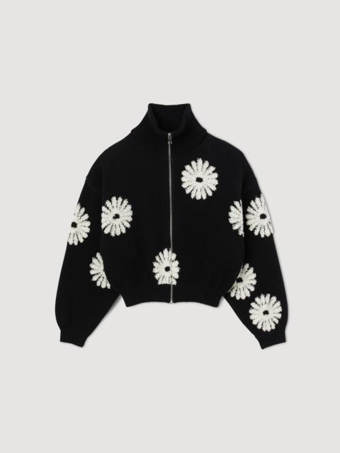 Sandro Floral trucker-style sweater