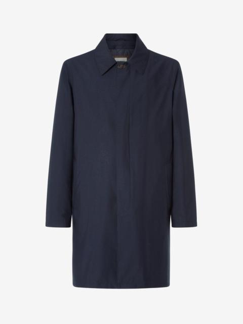 CORNELIANI Navy blue technical fabric trench coat with detachable inner lining