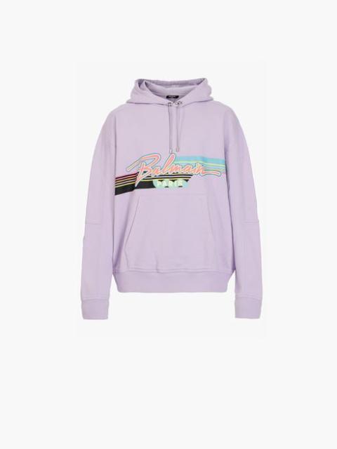 Balmain EXCLUSIVE - Lavender cotton hooded sweatshirt with multicolor Balmain logo