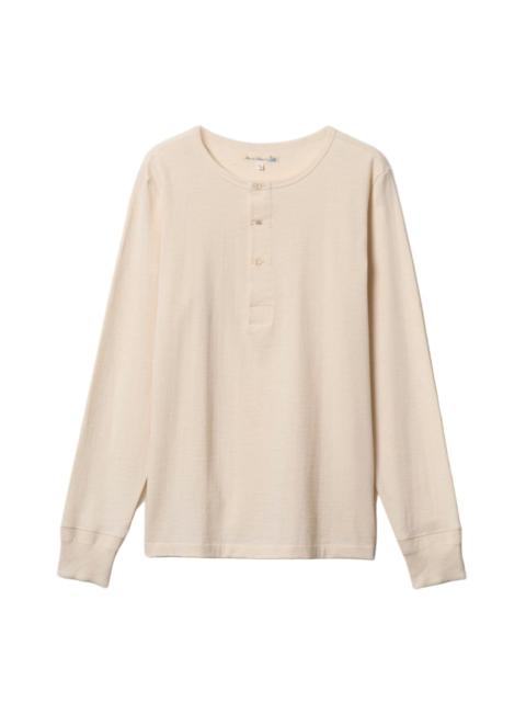 Merz b. Schwanen 2M06 Vintage Machine Refined Classic Fit Long Sleeve Henley Nature