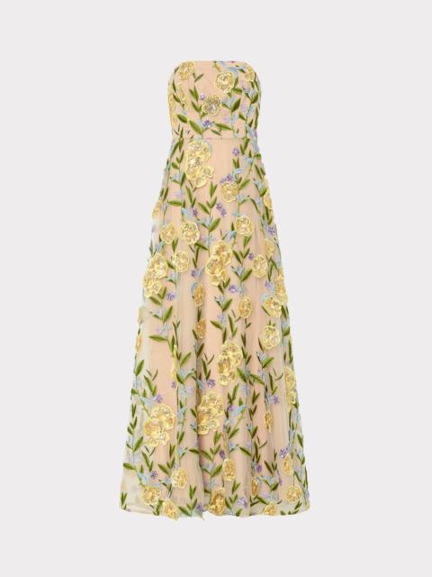 MILLY Isa Embroidered Sequin Strapless Dress