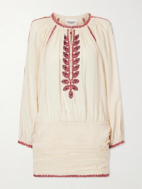Isabel Marant Étoile Ludy Floral-embroidered Organic Cotton Mini Dress