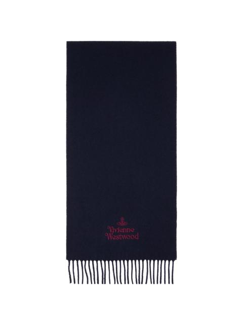 Vivienne Westwood Navy Embroidered Scarf