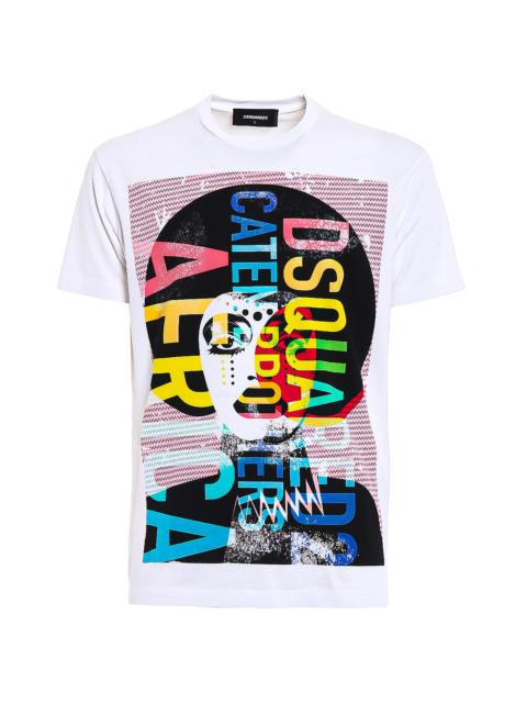 DSQUARED2 Colourful Africa Print Cotton T-Shirt "White" S71GD0620 S22844 900