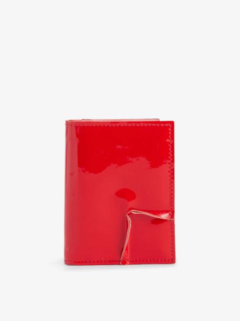Seam-effect patent-leather wallet