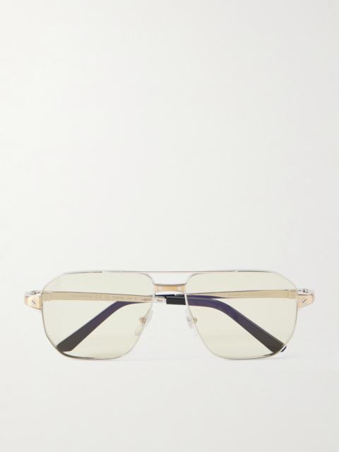 Cartier Santos Aviator-Style Silver-Tone Sunglasses