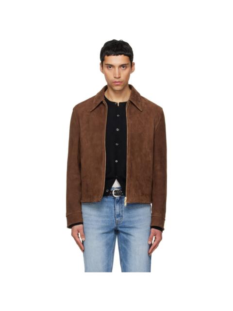 Tonywack Brown Buckle Zip Goat Suede Jacket