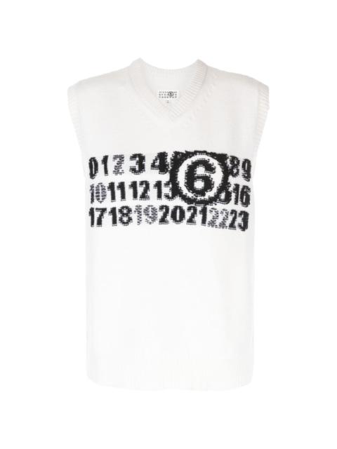 MM6 Maison Margiela Numbers embroidery knitted waistcoat