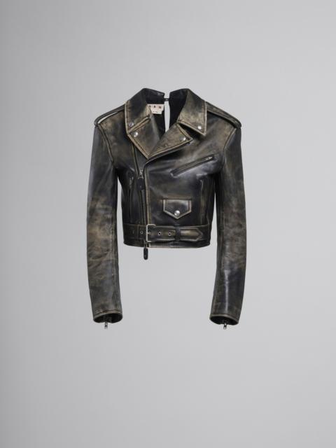 Marni BLACK LEATHER BIKER JACKET