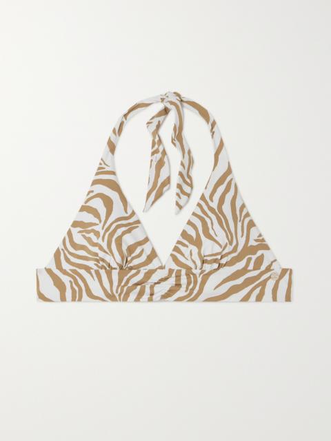 Max Mara Beachwear Alberta Zebra-print Triangle Halterneck Bikini Top