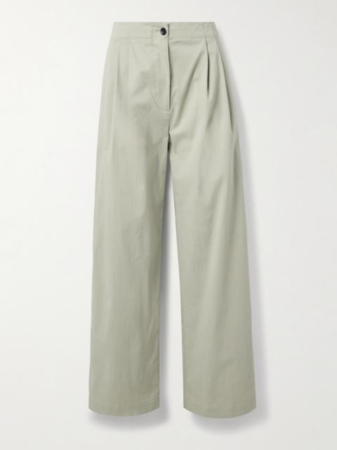 Proenza Schouler Romina Pleated Cotton-blend Wide-leg Pants