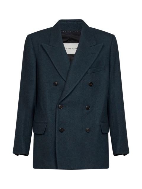 Dries Van Noten Bottle green wool cloth Bosier double-breasted jacket