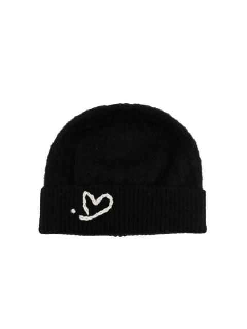ADER error heart-embroidered knitted beanie
