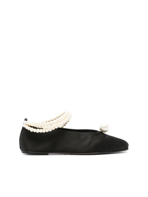 MAGDA BUTRYM pearl-embellished satin ballerina shoes