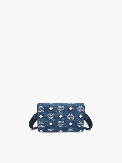 MCM Aren Camera Bag in Vintage Denim Jacquard