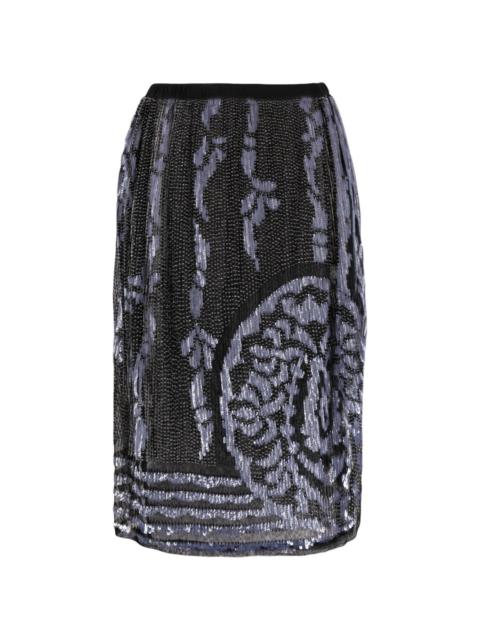 BODE Hyatt bead-embellished midi skirt