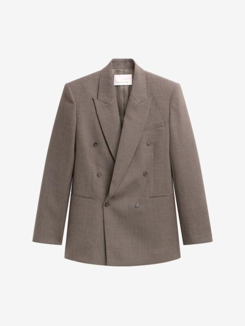 The Frankie Shop Monterey Structured Wool Blazer - Brown Glen Plaid