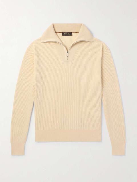 Akan Ribbed Cashmere and Silk-Blend Half-Zip Sweater