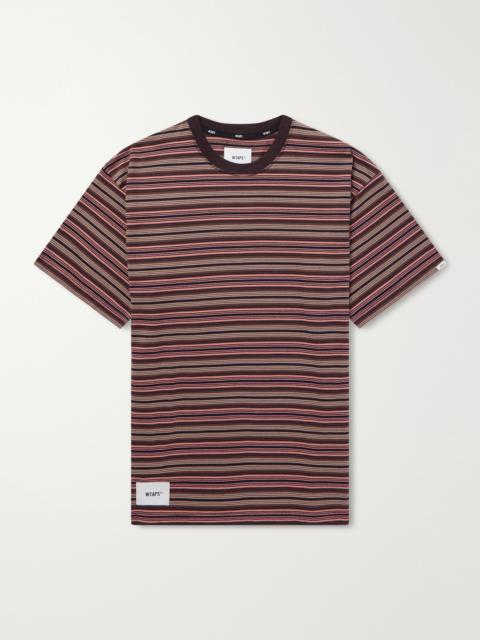 WTAPS Logo-Appliquéd Striped Cotton-Jersey T-Shirt
