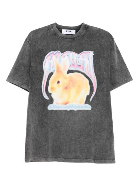 MSGM rabbit-print acid-wash T-shirt