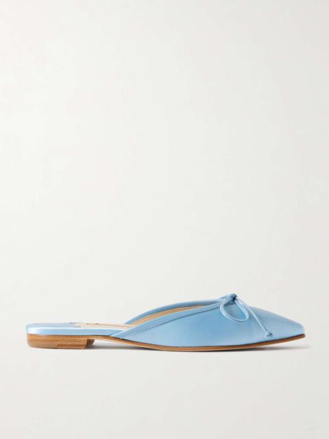 Manolo Blahnik Ballerimu bow-detailed satin mules Light blue
