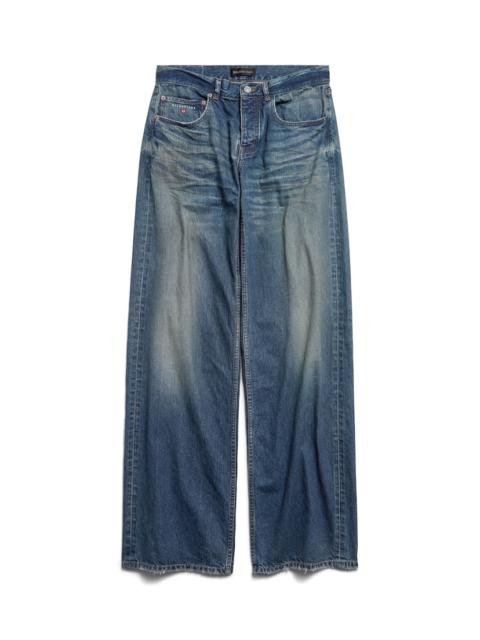 BALENCIAGA Women's Wide Leg Baggy Pants in Blue