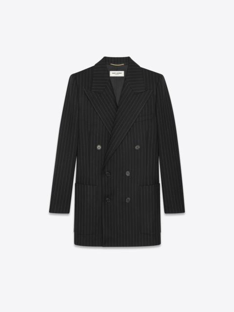 double-breasted jacket in rive gauche stripes wool flannel