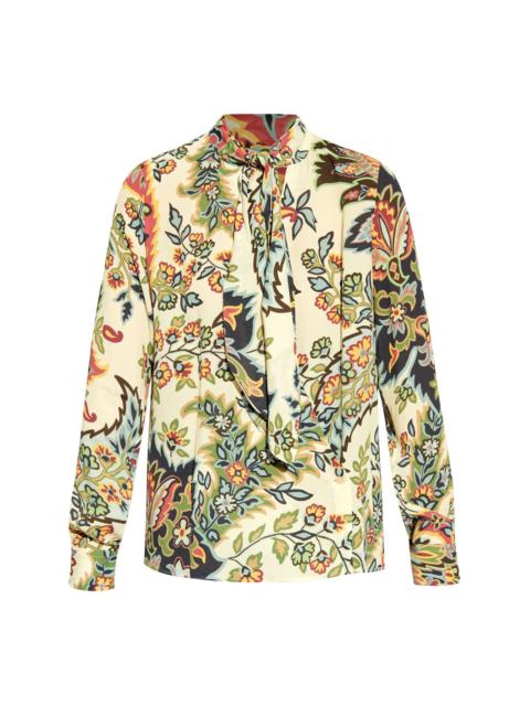 botanical scarf collar blouse