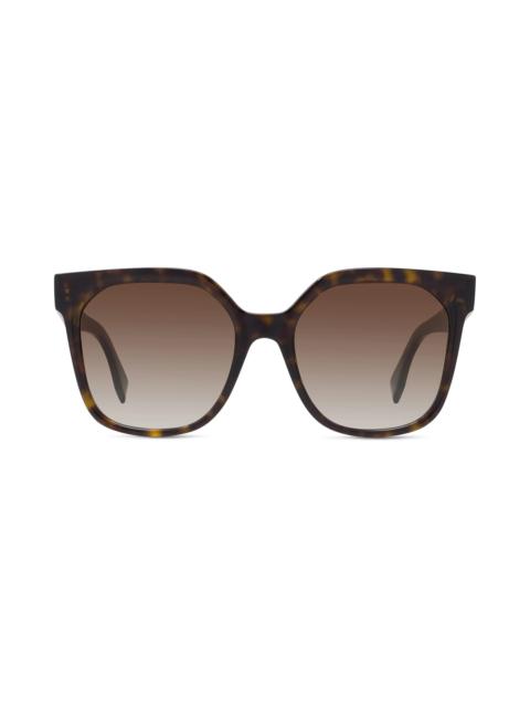 'Fendi Lettering 55mm Gradient Geometric Sunglasses in Dark Havana /Gradient Brown